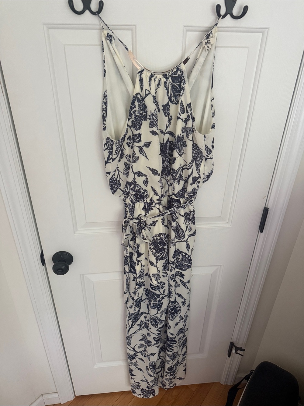 Ya Los Angeles Cream and Navy Floral Jumpsuit